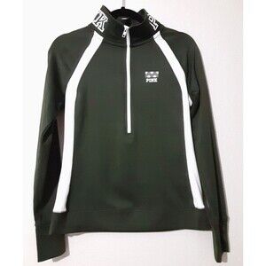 Victoria Secret Pink GREEN Sport Ultimate Running Jacket Women’s M Half-Zip Top